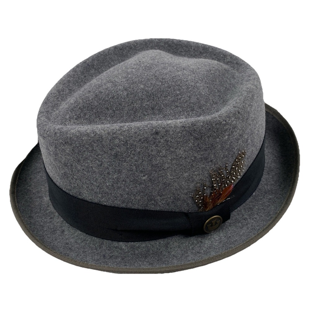 Goorin Bros Slick Carter Short Brim 100% Wool Felt Porkpie Hat Size XXL Gray USA